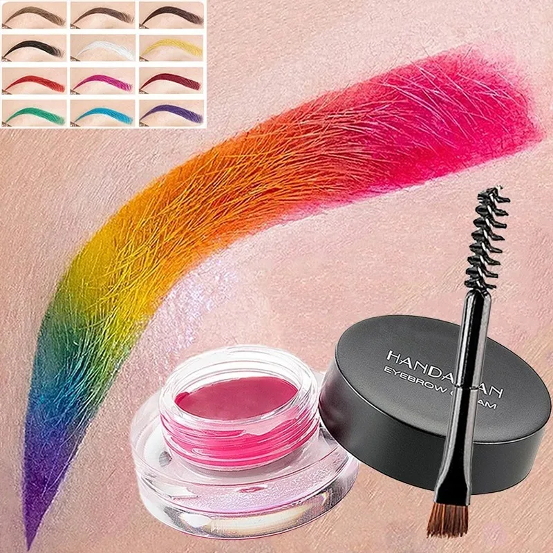 Colorful Eyebrow Gel Eyebrow Dye Glue 12 Colors Rainbow No Fading Dye Eye Brow Paint with Brush Lasting Brow Makeup Cosmetics