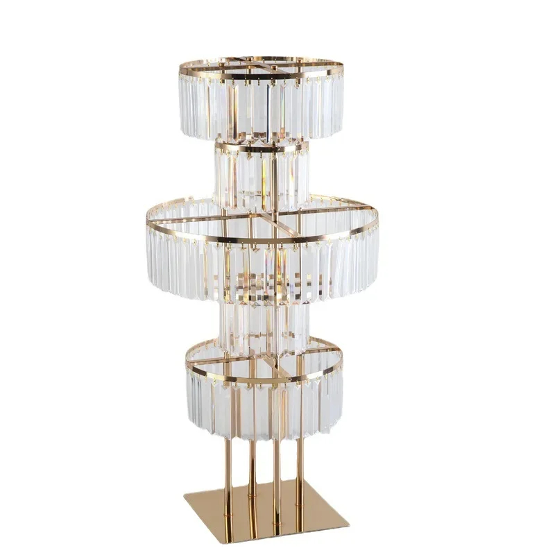 

New, gold, electroplating, crystal flower stand wedding, road guide, decoration, wedding, dining table, ornament