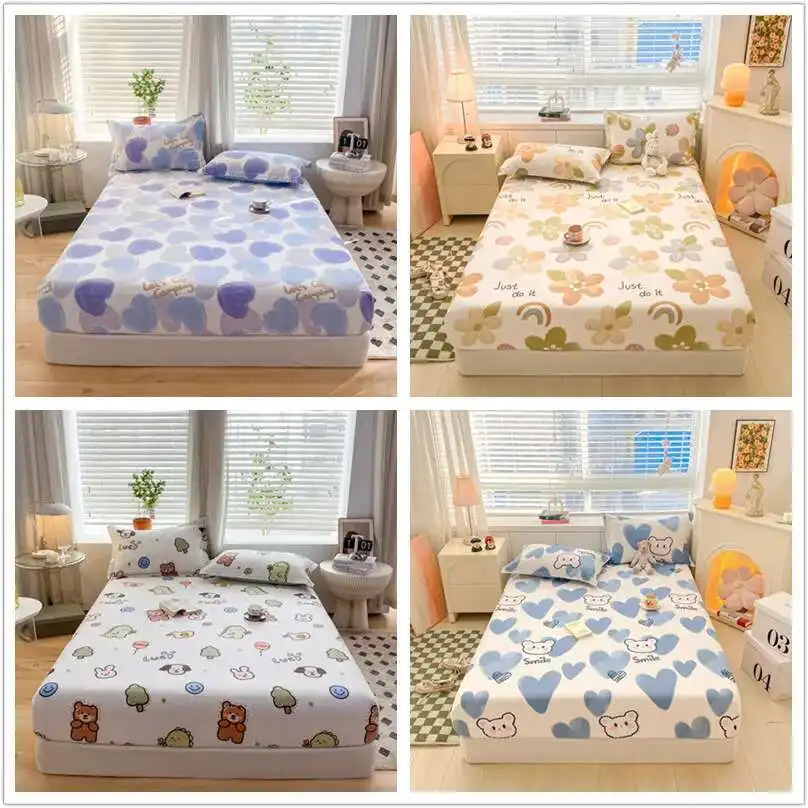 

Solstice 100% Cotton Fitted Sheet - Cartoon Постельное Белье, Double Bed Linen with Elastic (Pillowcase Sold Separately)