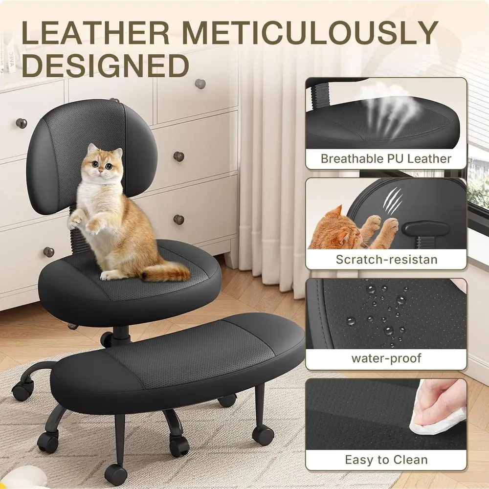 كرسي مكتب مريح بأرجل متقاطعة مع عجلات - كرسي ركوع بارتفاع قابل للتعديل لـ ADHD والتأمل واليوجا - كريسس كروس