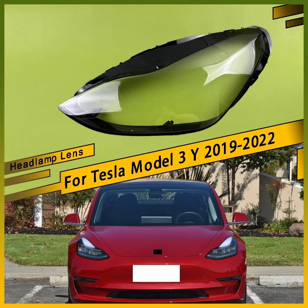

For Tesla Model 3 Y 2019 2020 2021 2022 Auto Car Front Headlight Glass Headlamp Transparent Lampshade Lamp Shell Lens Cover