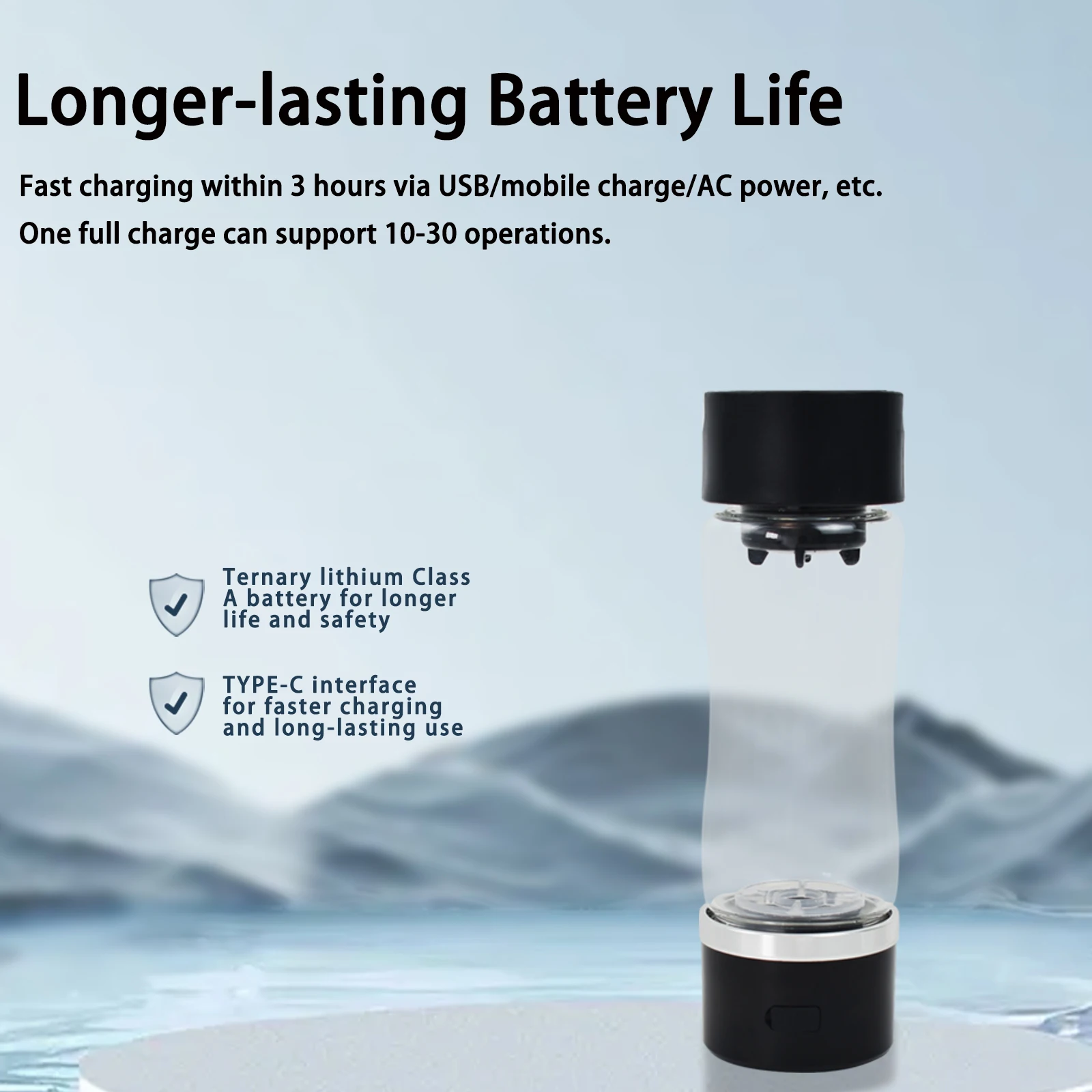 

Portable Hydrogen Water Bottle Adjustable Hydrogen Production Time Machine Lightweight & Travel-Friendly for Enhanced Wellness