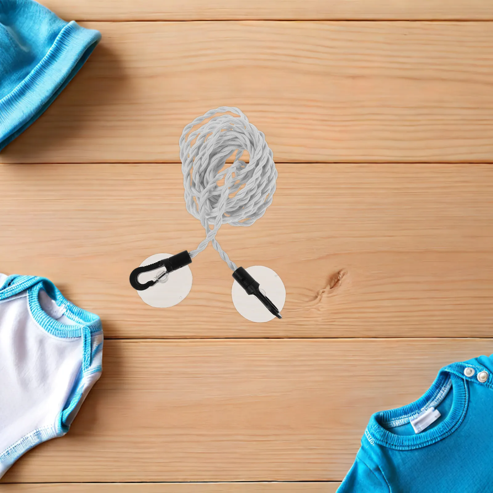 Portable Retractable Travel Clothesline Elastic Laundry Drying Rope with Hooks and Suction Cups