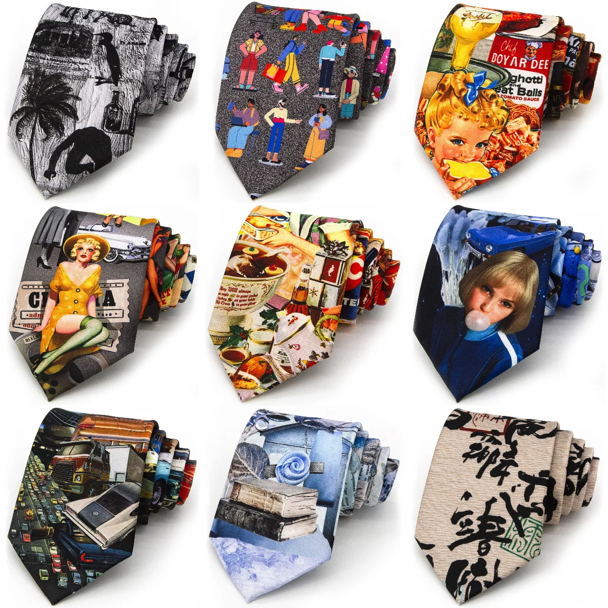 Marke Neue Kreative Charakter Gedruckt Krawatten Herren Vintage Katze Wein Flasche Ölgemälde Krawatten Casual Weiche Täglichen Krawatte Geschenk