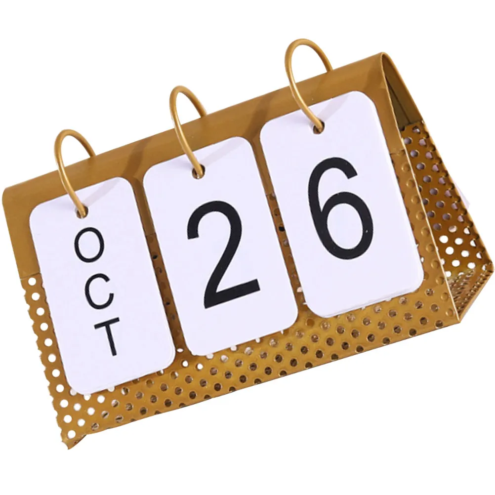 

2023 Metal Desktop Calendar Exquisitely Made Iron Base Flipped Pages Organized Time Management Tool for Business Planner Home