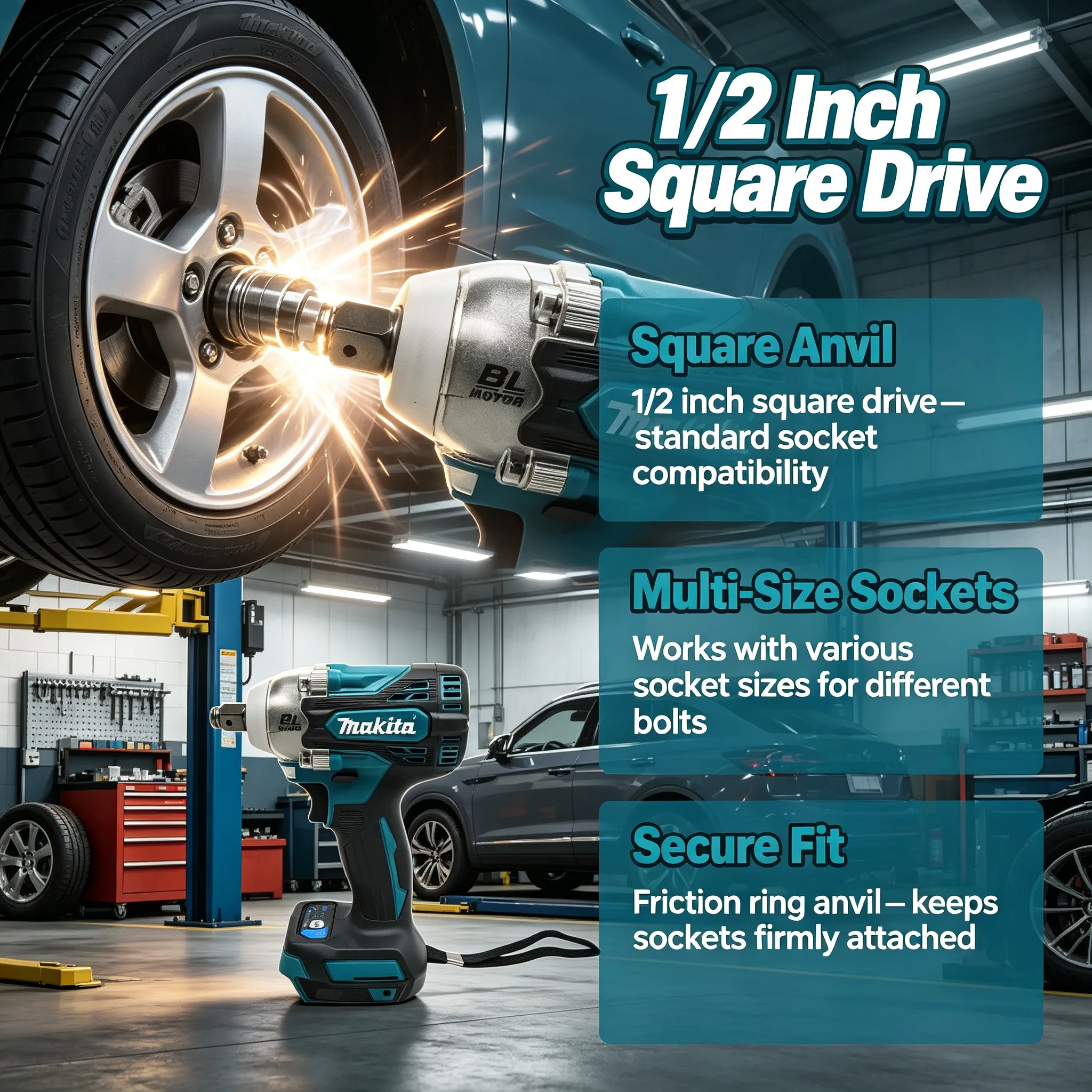 Makita 18V DTW300 Cordless Tire Wrench: 300 N.m Brushless Motor for Auto Repair & Fastener Removal