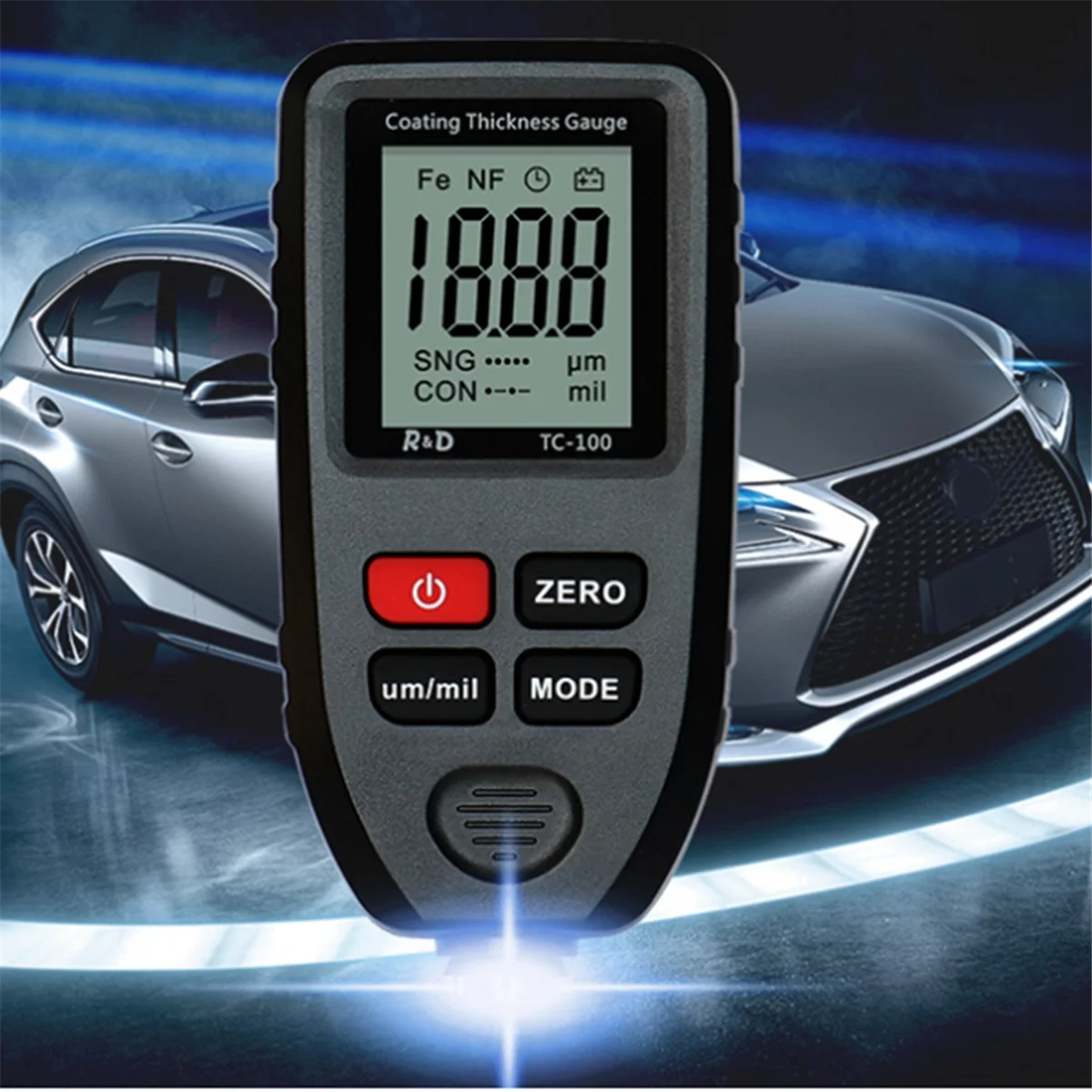 A002 TC100 قياس سمك الطلاء 0.1um/0-1300 طلاء السيارات فيلم أداة قياس السمك أداة الطلاء اليدوي