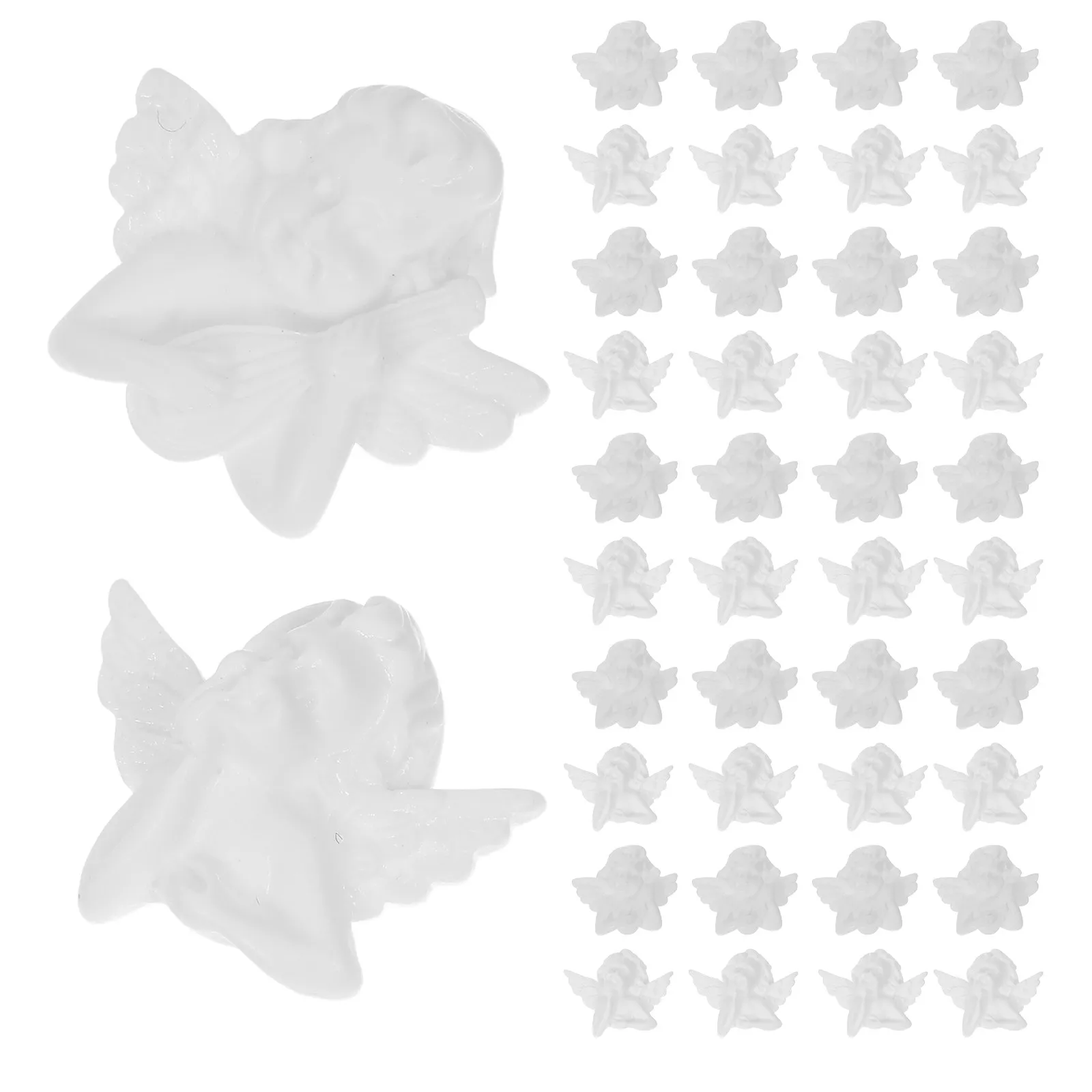 100Pcs White Baroque Angel Resin Charms Elegant Flatback Embellishments for DIY Phone Case Hairpin Scrapbooking Wedding Table