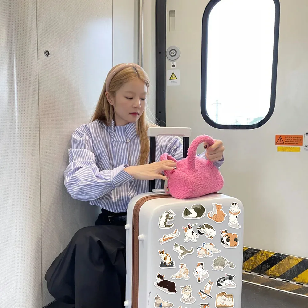 50PCS Lethargic Kitty Stickers Cute Cartoon Animals Decals For Luggage Notebooks Phone Case Skateboard Stickers DIY Cartoon Toy
