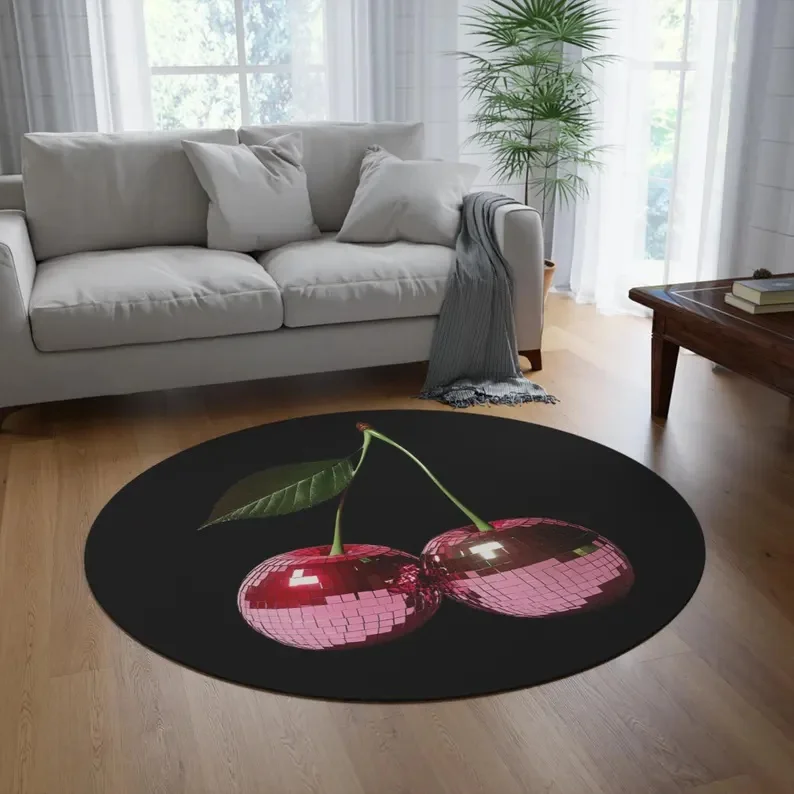 Sparkling Disco Ball Round Rug – Colorful Dance-Themed Floor Mat for Music Room & Living Room Home Decor