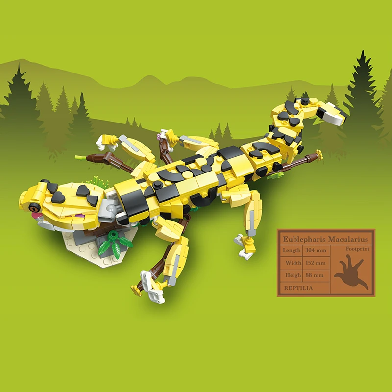 Hot Styles JIESTAR JJ9150 Exotic Pet Club Biomimetic Animals Chameleon Model Builing Blocks Ornament DIY Toy Birthday Gifts Kids