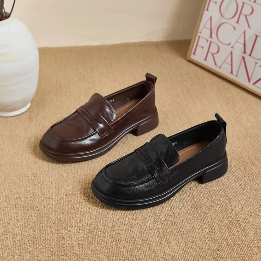 

Дизайнерские лоферы из овчины для женщин, однотонная модная повседневная обувь, женская модная кожаная обувь высокого качества в стиле ретро, женская обувь