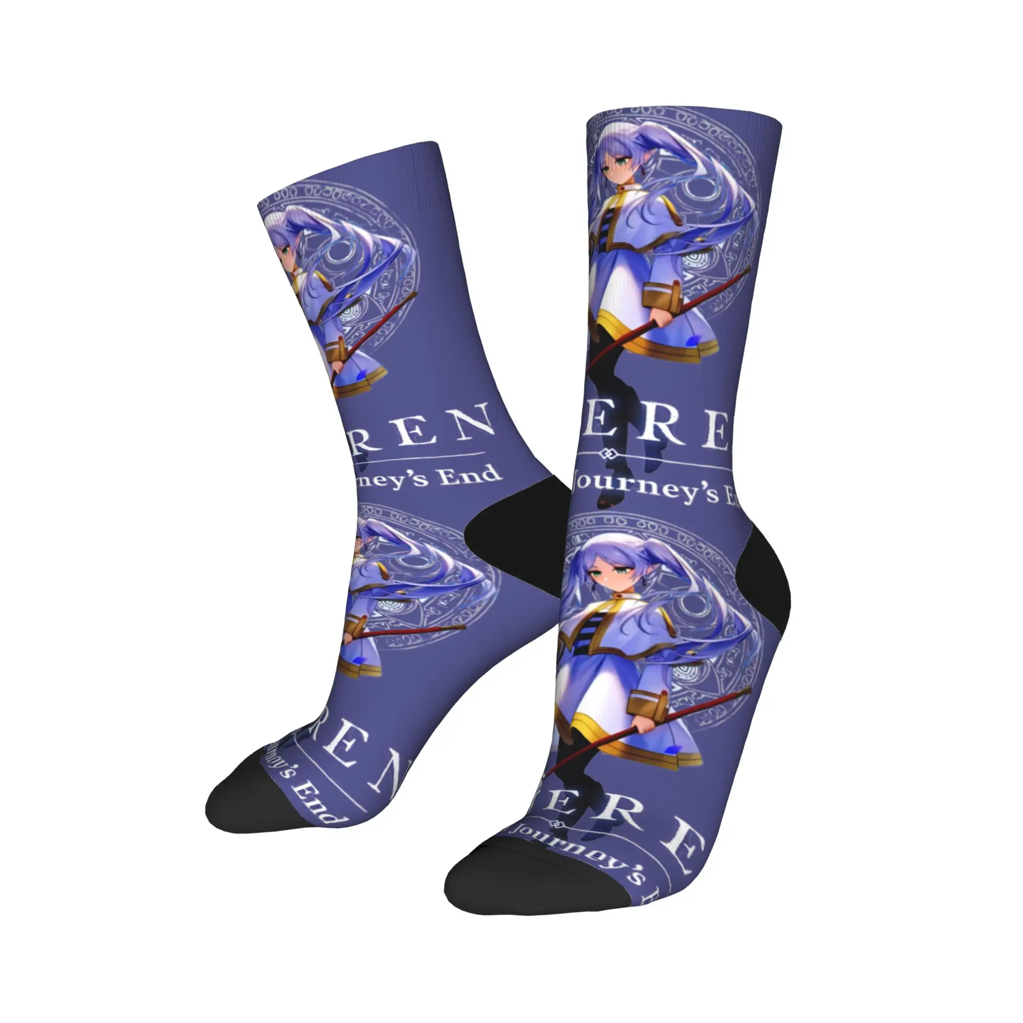 جوارب كرة السلة من Crazy Design Frieren Anime Beyond Journey's End من البوليستر للنساء والرجال قابلة للتنفس