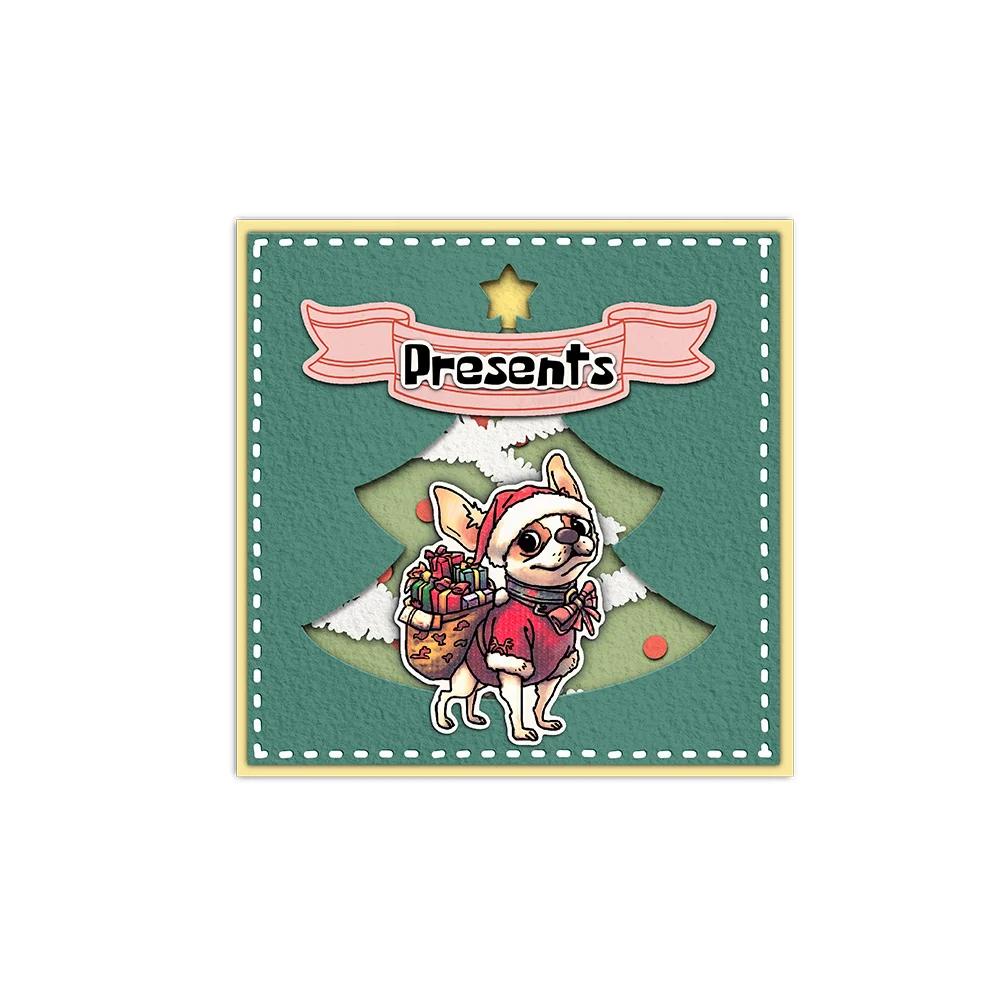 Mangocraft Cute Christmas Puppy Dogs Clear Stamp DIY Scrapbooking Supplies Silicone Stamp For Card Making Albums Crafts Decor