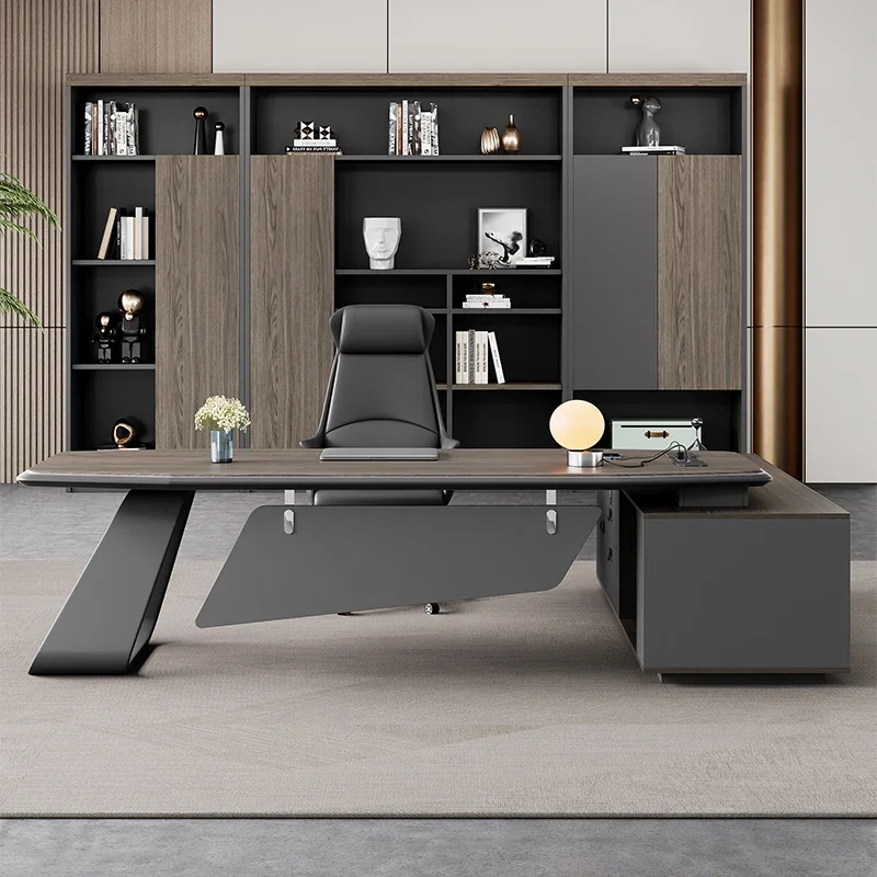 

Light Luxury Boss Table, Simple Modern Chairperson's Desk, Large Manager's Office Desk and Chair Combination