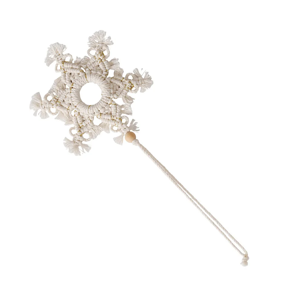 

Car Snowflake Hanging Ornament Retro Design Rearview Mirror Accessories Creative Woven Car Pendant Christmas Decor