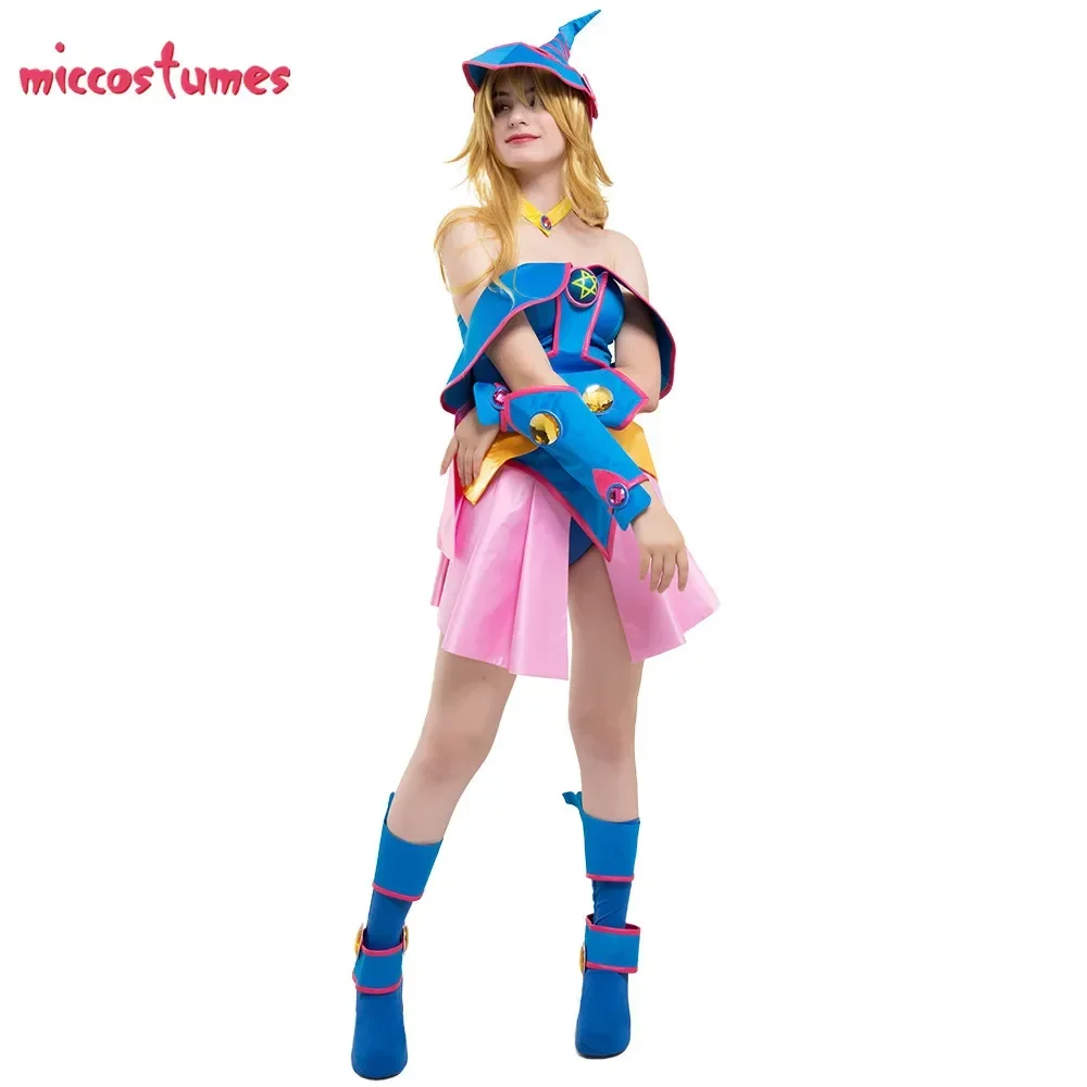 Miccostumes Women's Dark Magician Girl Cosplay Costume with Hat for Woman Halloween cosplay costume Outfit