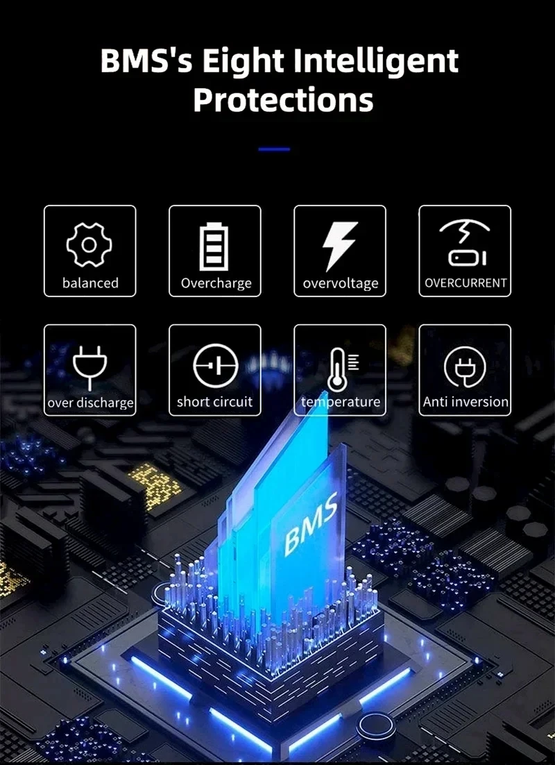 LiFePO4 72V20-80Ah Battery Management System for Tricycle Scooter RV Golf Cart - Solar Energy Storage Inverter Electric Vehicle