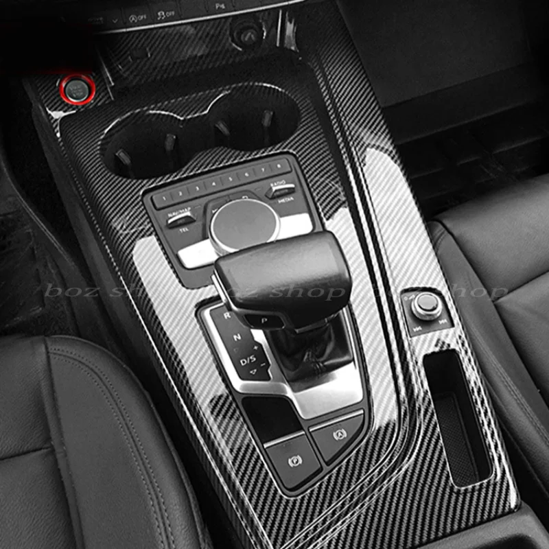 For Audi A4L A5 2024 Gear Decorative Frame Central Control Facade Panel Sticker Handle Shell Carbon Fiber Car Modification