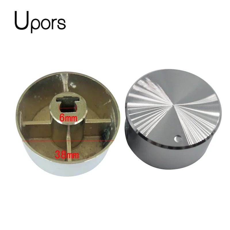 2Pcs/Set Gas 6mm Switch Button Rotary Switch Control Kitchen Tools  Plating Cooker Oven Metal Zinc Alloy Round Knob with Chrome