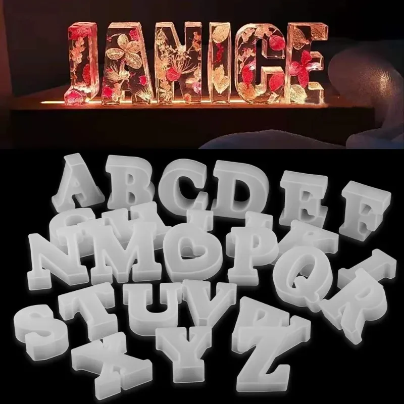 ثلاثية الأبعاد رسالة كبيرة قوالب السيليكون كبيرة الأبجدية UV الايبوكسي الراتنج قالب DIY بها بنفسك صنع المجوهرات قلادة مفتاح سلسلة الحرف لوازم #1
