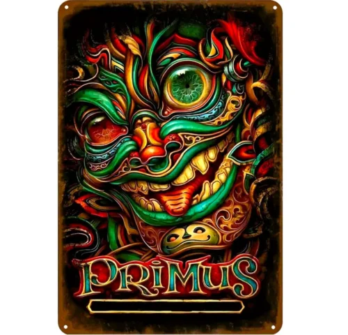 Primus Vintage Metal Sign Art Retro Rock & Roll 12x8 Colorful Metal Sign