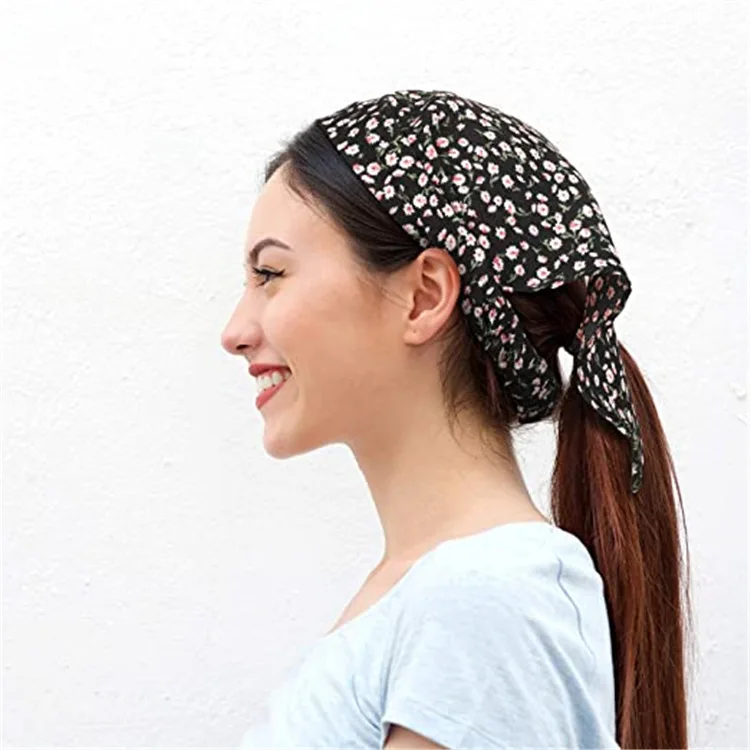Spring Floral Print Women's Versatile Hair Ties Elastic Hair Ba Headscarves Tee States Hair Rings Faionable Hair Acces...