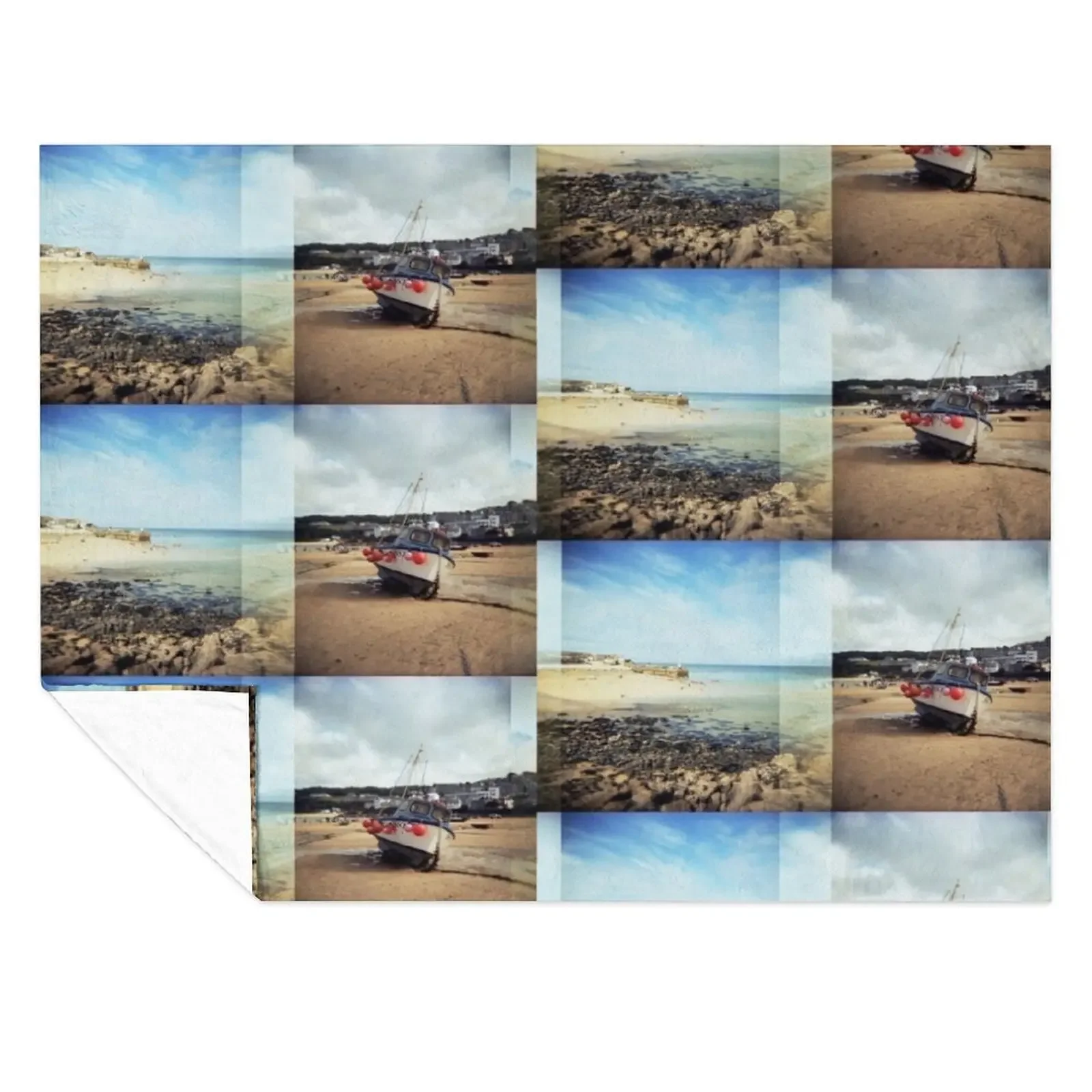 

St Ives, Cornwall Throw Blanket Winter beds Thin Tourist Hairys Blankets