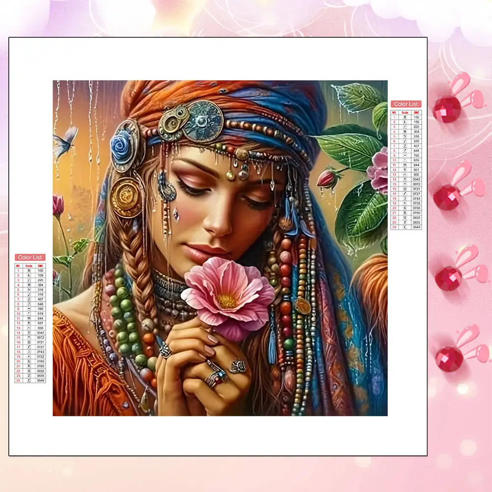 HUACAN Diamant Mosaik Frauen Porträt Blume Volle Runde 5D Diamant Malerei Bild Für Wohnzimmer Dekoration
