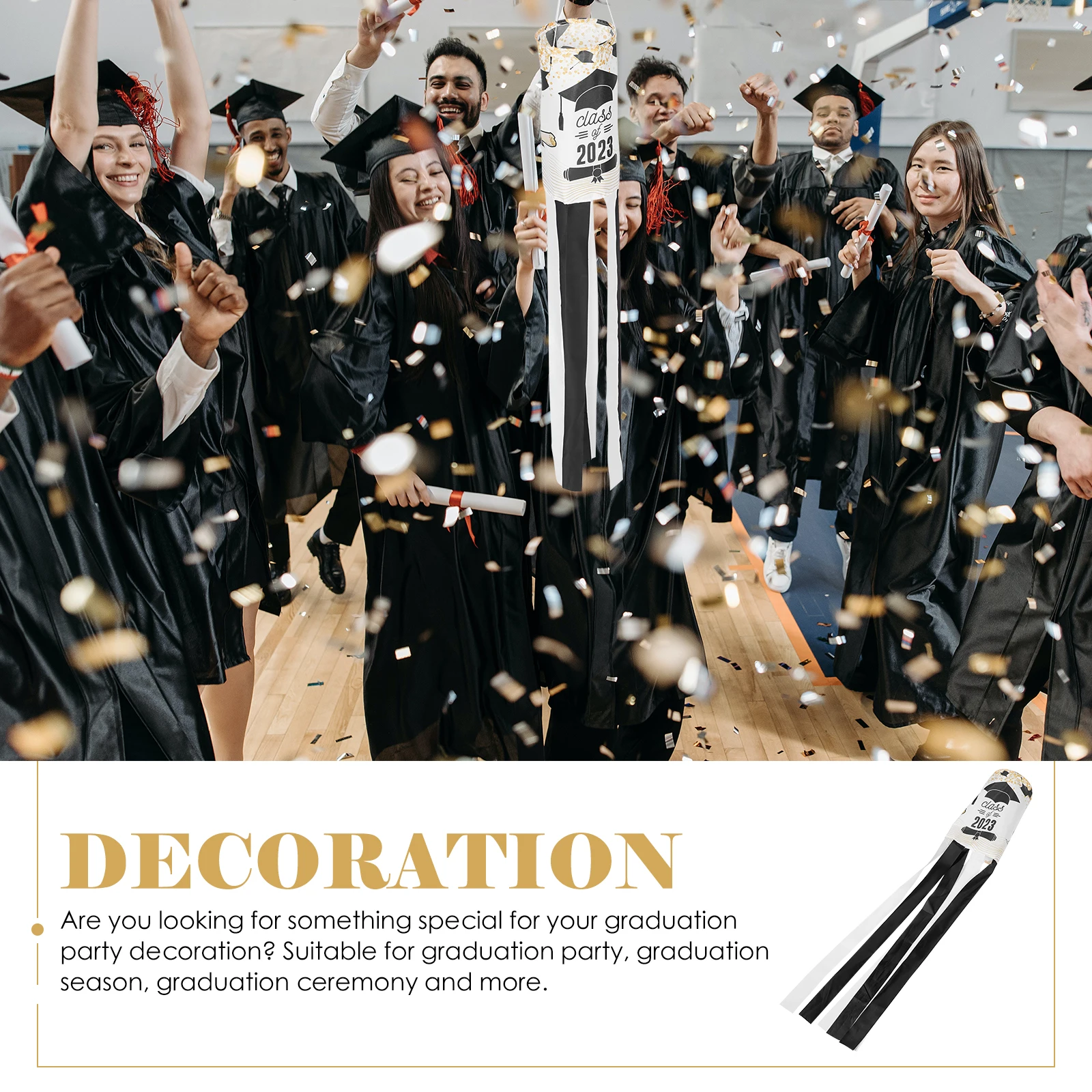 

1pcs Outdoor Windsock Decoration Graduation Party Supplies Polyester Hanging Flag For Ceremony Garden Decor 2023 Graduation