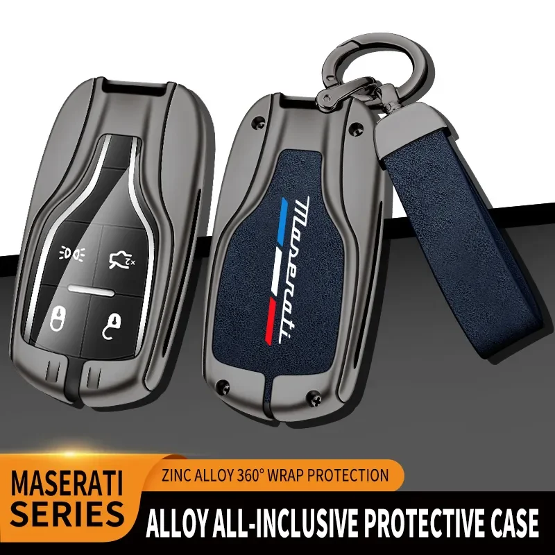 Car Zinc Alloy Key Case Bag Car KeyChain Metal Key Shell For Maserati Quattroporte GT MC20 Levante Ghibli Spyder Coupe GranSport