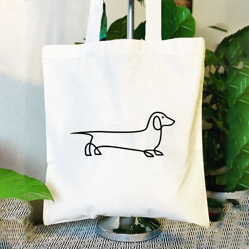 Bolso de Mano Rectangular Mignon para Mujer con Diseño de Dachshund - Bolso Espacioso Tipo Tote para Amantes de los Animales, Lavable en
