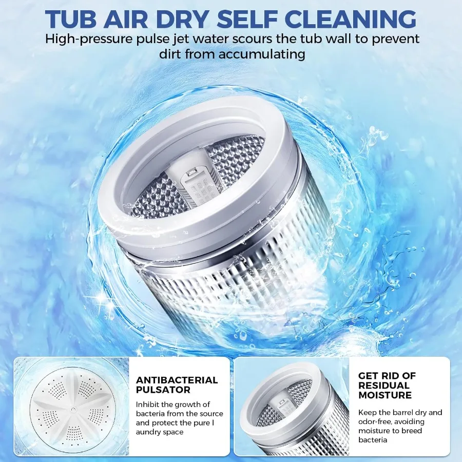 Portable Washing Machine 15.6Lbs Large Capacity 2.1 Cu.ft Laundry Machine with 10 Programs and 8 Water Levels Selections Compac