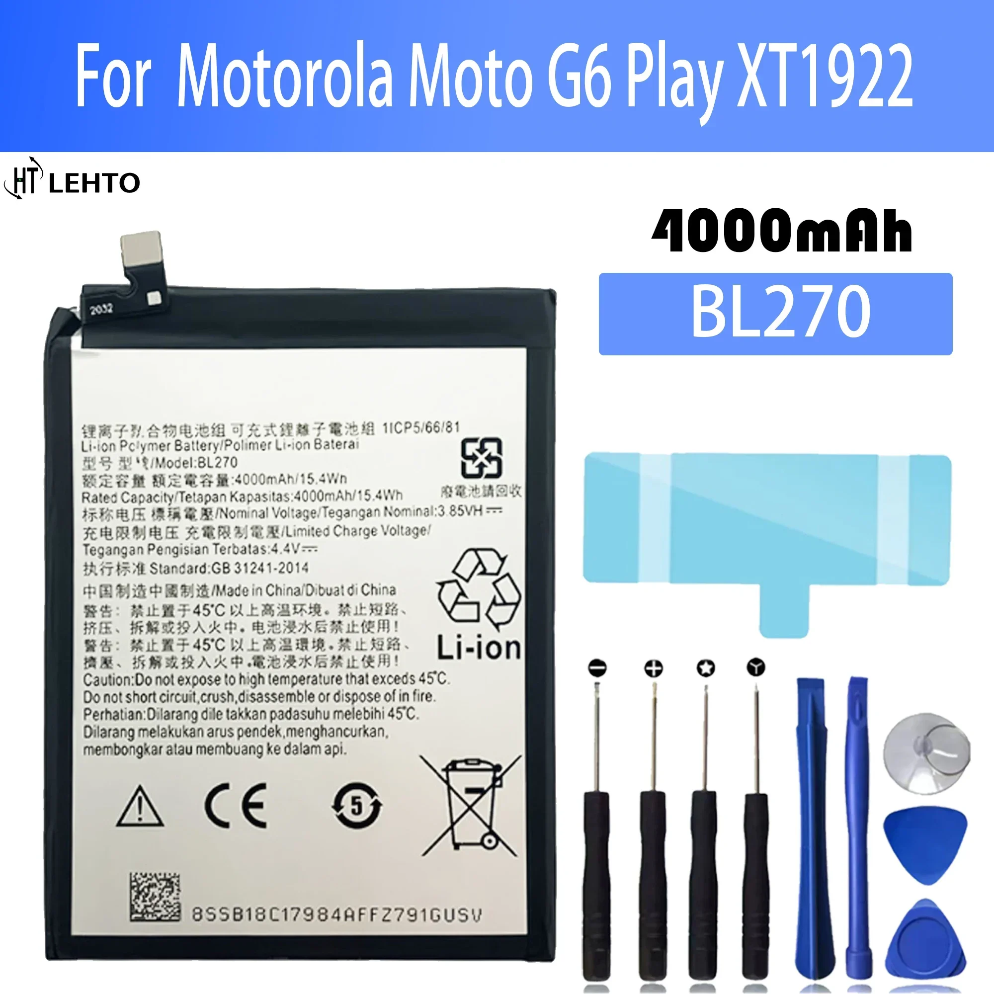 100% New Original BL270 Battery For Motorola Moto G6 Play  XT1922 phone Batteries Bateria