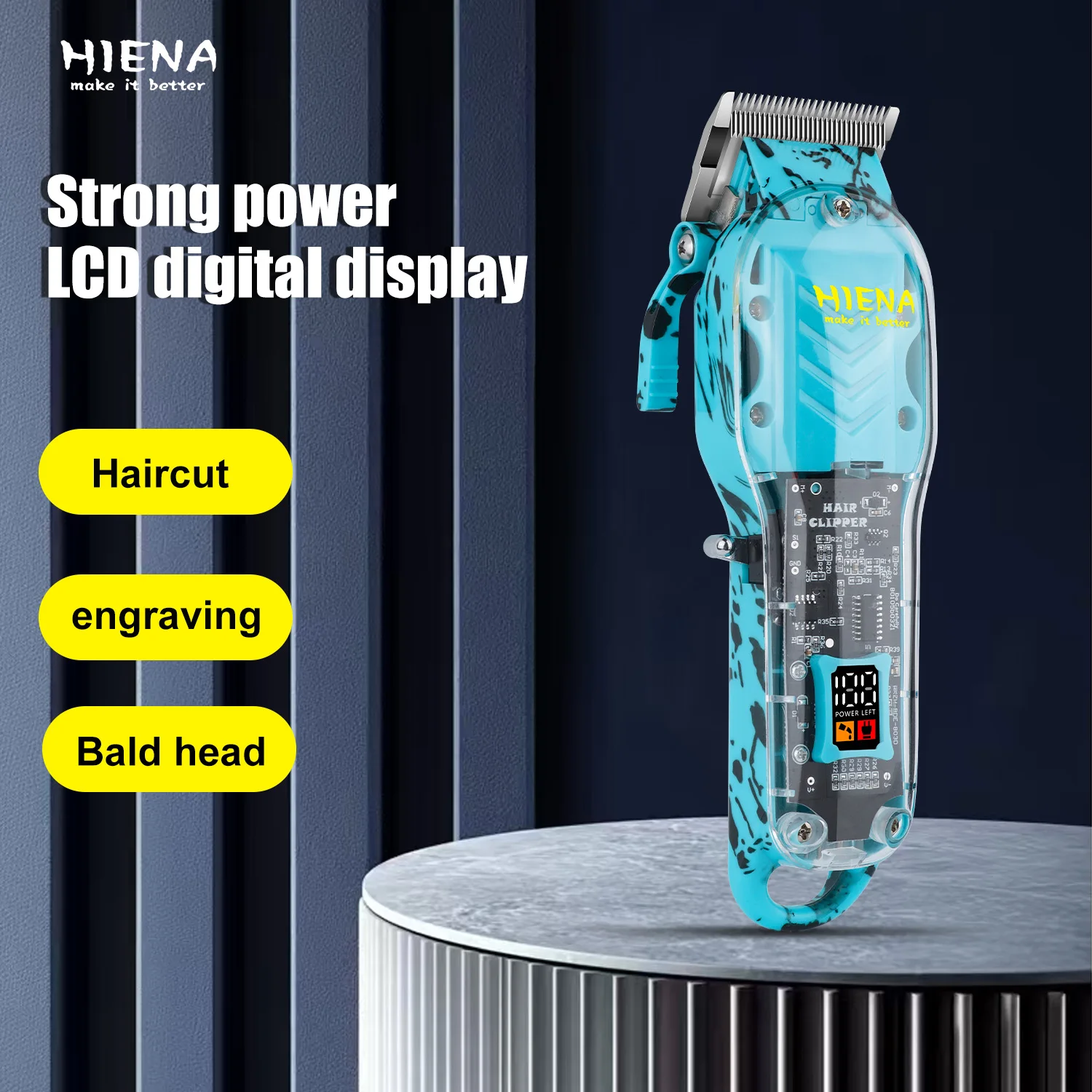 

New Transparent Professional Stylist LCD Electric Hair Clipper Trimmer