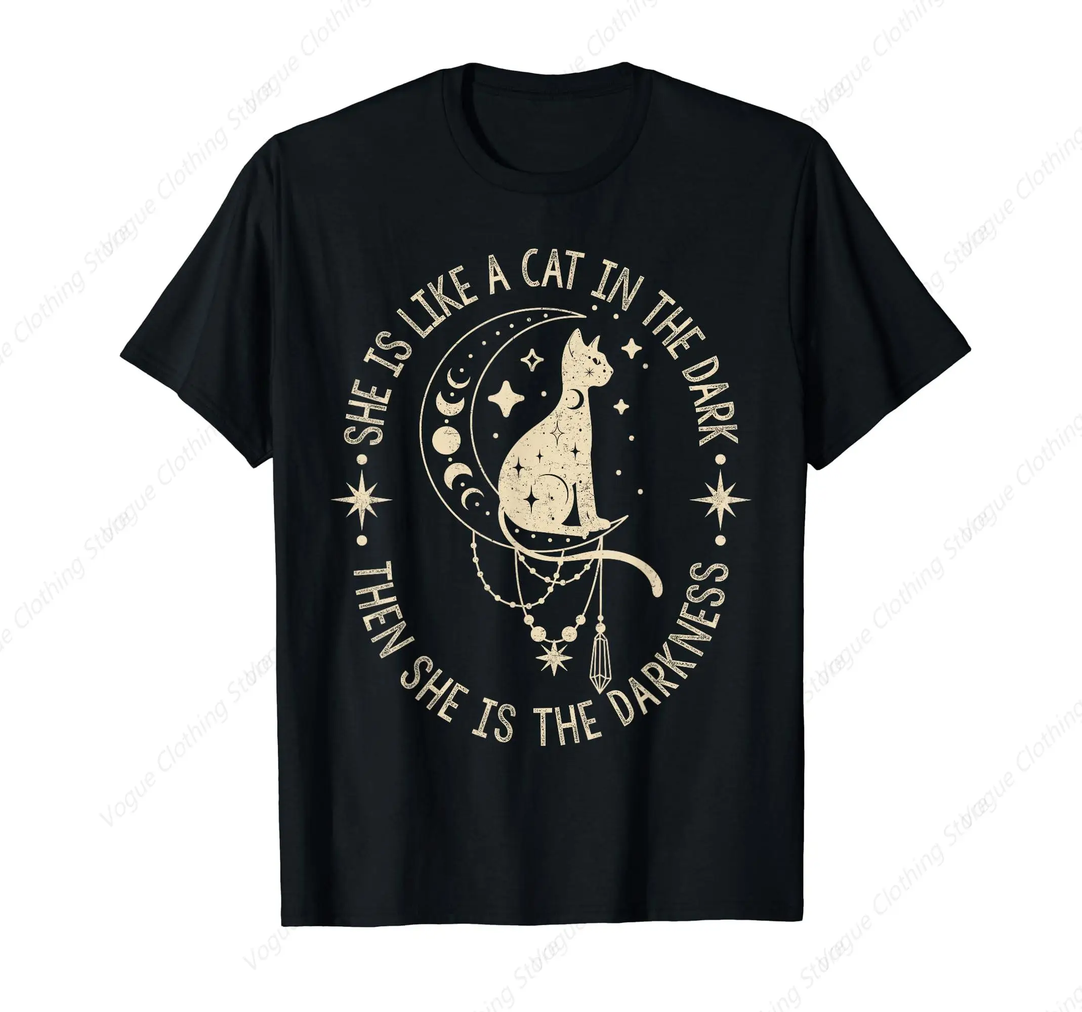 

She Is Like A Cat In The Dark Then She Is The Darkness T-Shirt Funny Prevailing Tops Cotton Short Sleeves Daily Leisure Soft Tee