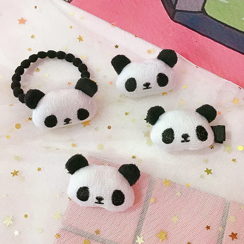 Clip de pelo de Panda de peluche de dibujos animados para mujer y niña, Anillo elástico para el pelo con forma de Animal, accesorios para el cabello