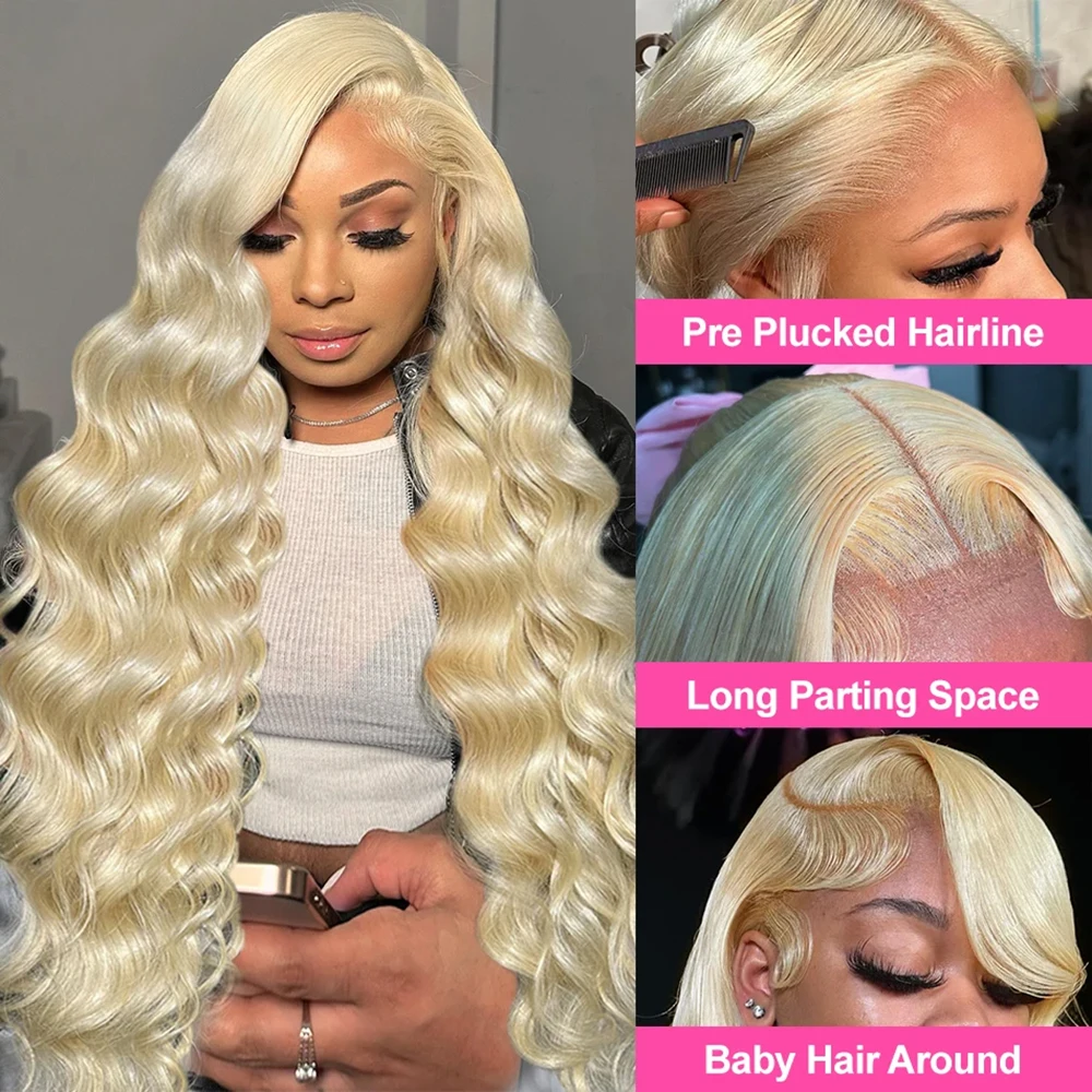 613 Body Wave Human Hair Wig 613 Colored Body Wave Wig 13x6 HD Lace Frontal Pre Plucked Human Hair Wigs 200 Density For Women