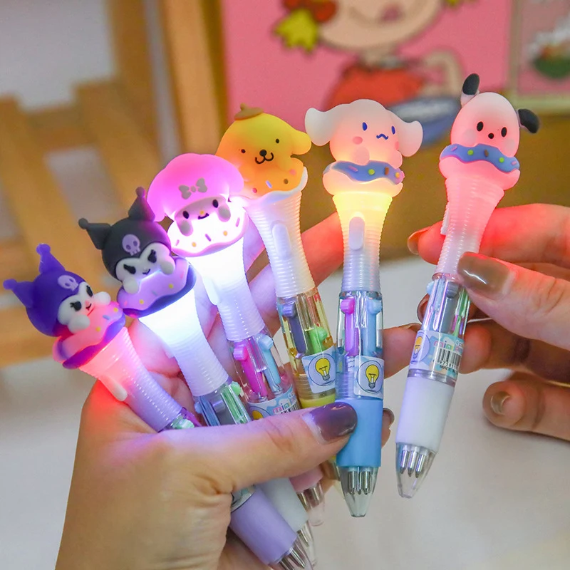 

Sanrio 4 Color Ballpoint Pen My Melody Cinnamoroll Kuromi Kawaii Color Press Multi-function Gel Pen Ball Pens Student Stationery