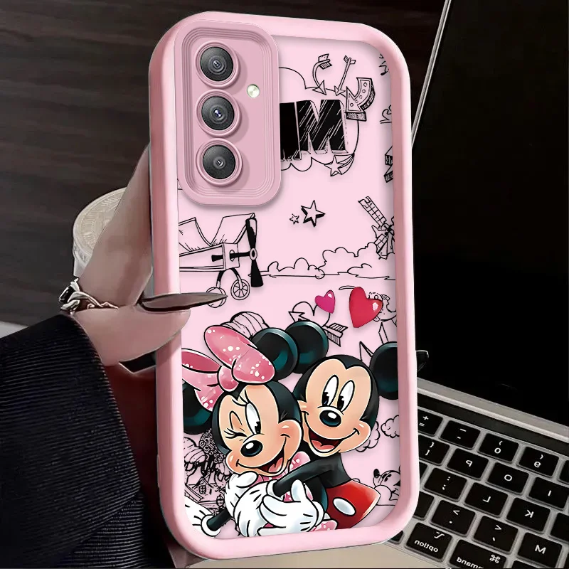 Disney Mickey Minnie Mouse Silicone Phone Case for Samsung Galaxy S24 Ultra S23 FE S22 S21 Plus FE A54 A34 A14 A73 A53 A33 5G