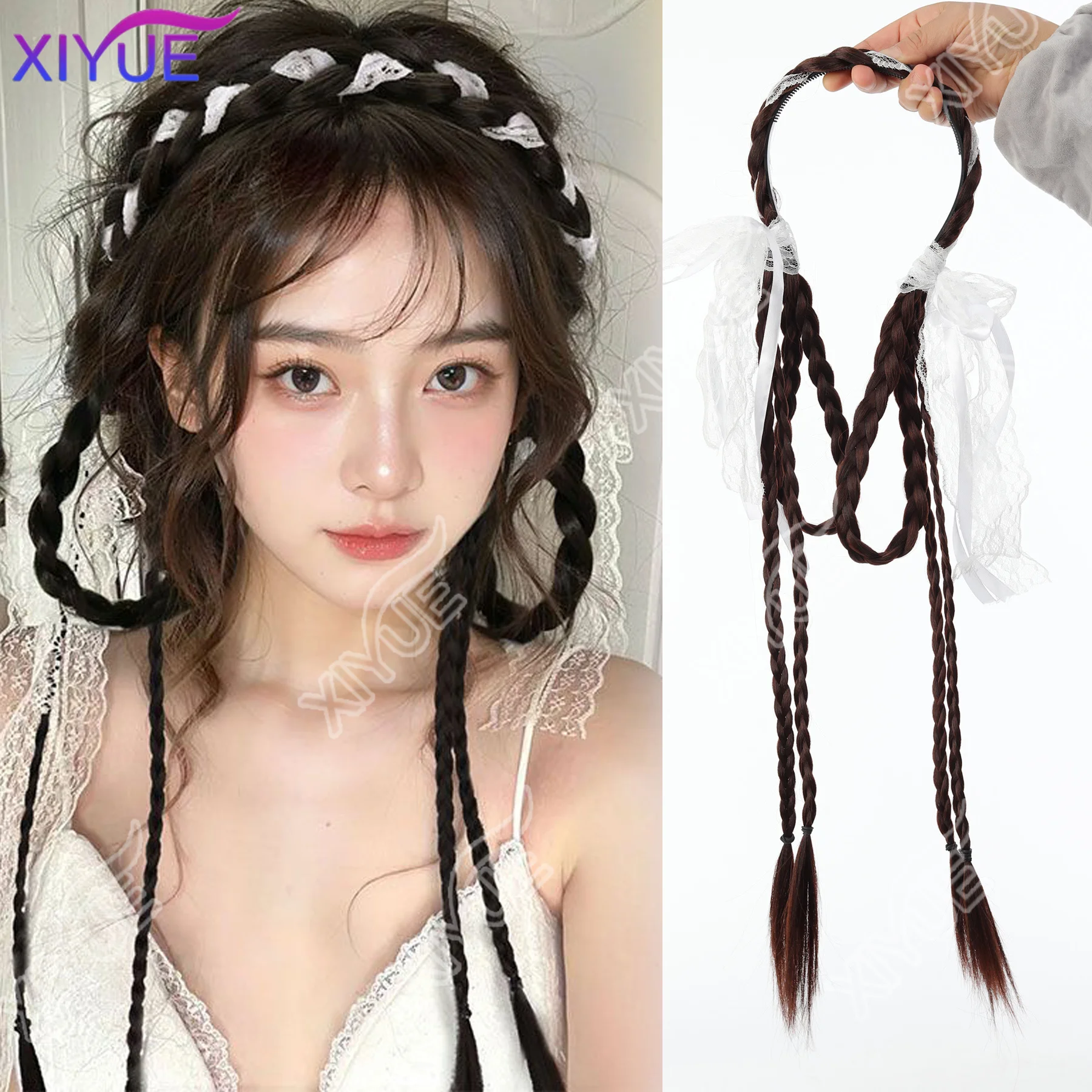 XIYUE synthetic Fashion Fishbone Braided Headband Synthetic Wig braid headband playful hair decoration hair for women