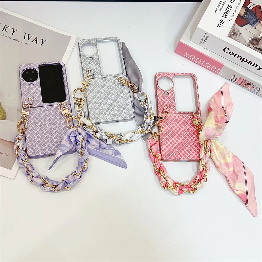 

Fashion Scarf Bracelet Phone Case For OPPO Find N2 N3 Flip PC Hard Shell Protective Back Cover