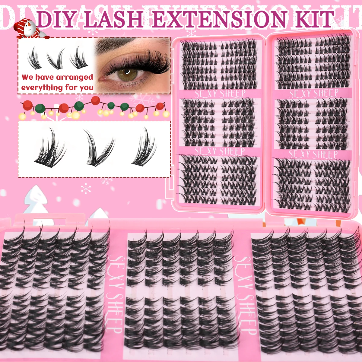 Wimperclusters Kit Kattenwimpers Zachte natuurlijke look met Lash Bond & Seal Wimperextensions Wimperclusters Kit DIY thuis
