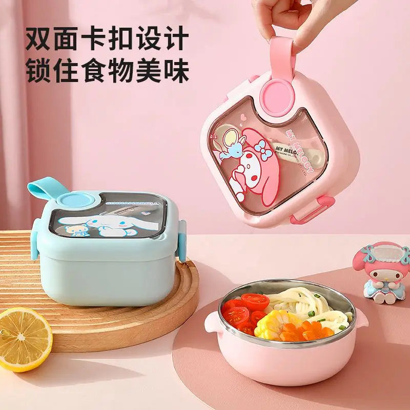 

Sanrio Cartoon Lunch Box 304 Steel Insulation My Melody Cinnamoroll Students Office Workers Kawaii Cute Portable Anime Lunch Box