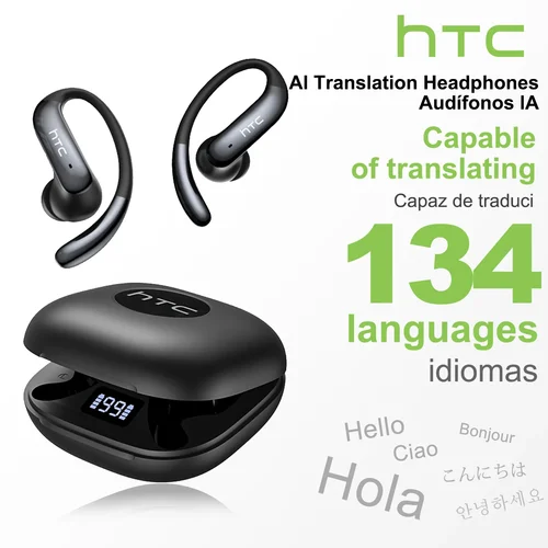 Imagen 1 del producto HTC NE63 Auriculares Bluetooth V6.0 Gancho para la oreja Auriculares inalámbricos con diseño intrauditivo Auriculares con traductor AI de larga duración con micrófono