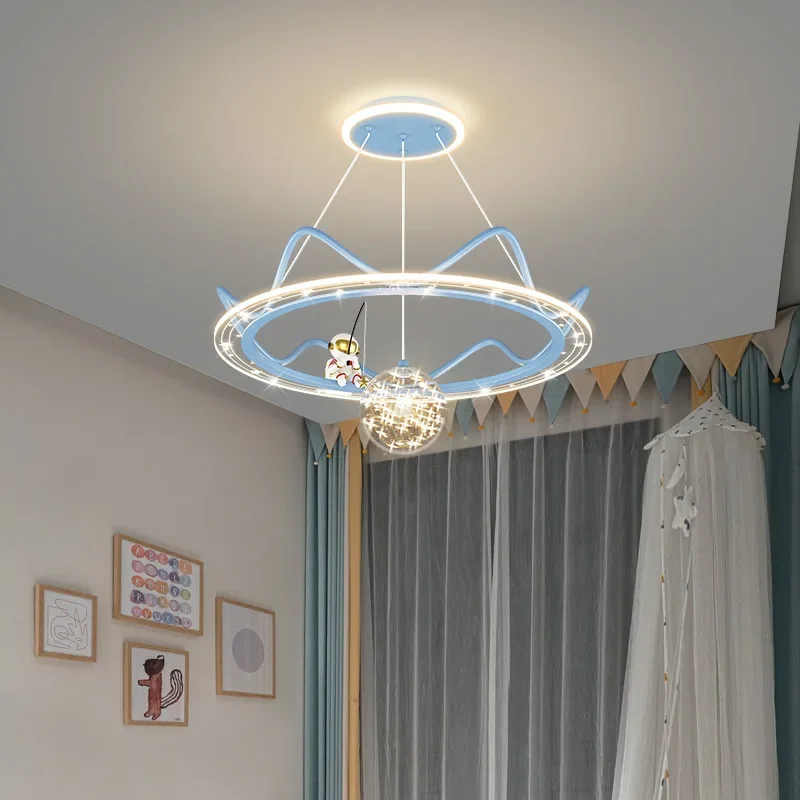 

Creative Exquisite Children LED Chandelier Is Used For Dining Room Bedroom Kitchen Blue Gold Dimmable Remote Control Decoration