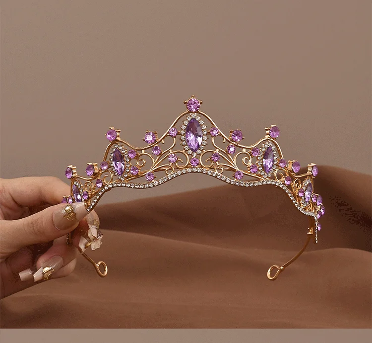 Prinzessin Königin Vintage Barock Kristall Krone Strass Tiara Für Frauen Braut Hochzeit Party Prom Schmuck Haar Zubehör – Detail 6