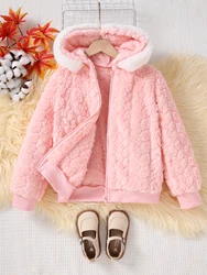 Autumn/Winter Girls' Hairy Hooded Sweater With Plush And Jacquard Thick Hoodie Cute Sweet And Warm Jacket Jacket