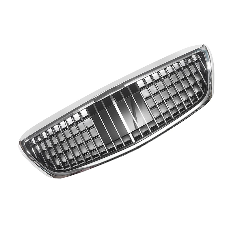 For Mercedes Benz S-Class W222 2014-2020 S400 S450 S500 S580 S680 Front Chrome Silver Maybach Style Front Bumper Grille