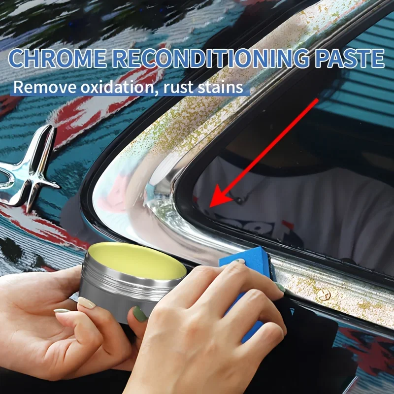 Restaurador de brillo cromado para ventanas de automóviles y superficies metálicas: pasta eliminadora de óxido y pulidora, elimina manchas y oxidación, restaura